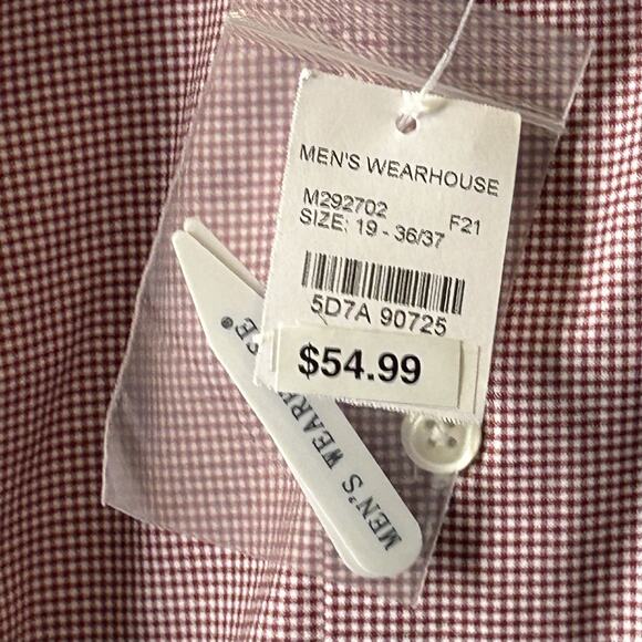 Pronto Uomo Red Dress Shirt Size 19 / 36-37 Tall Button Up Long Sleeve NWT - Picture 3 of 8